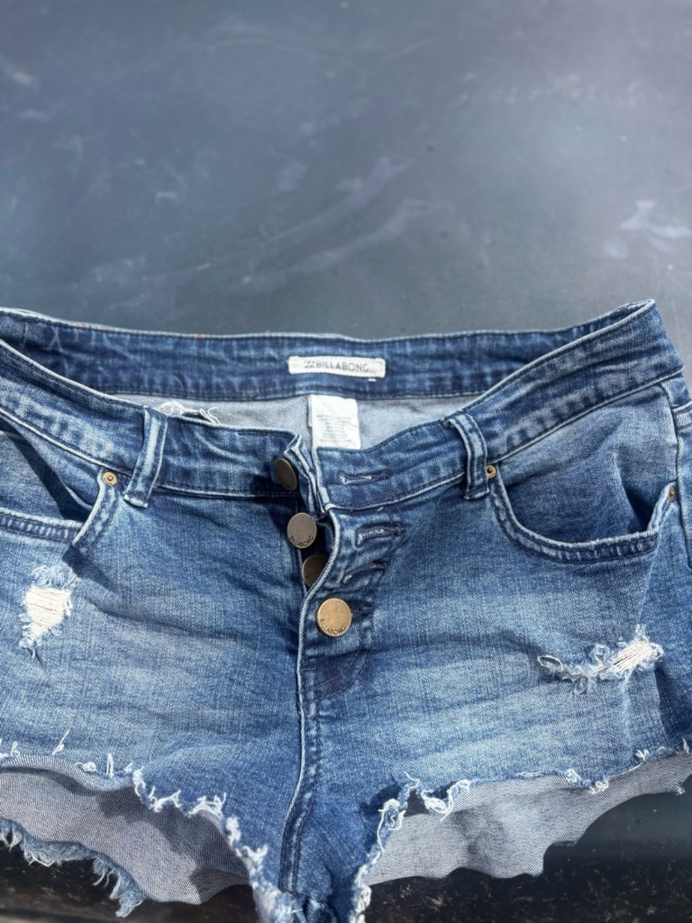 Billabong Distressed High-Rise Blue Denim Cutoff Shorts